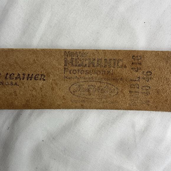Master Mechanic Hand Tooled camel Belt Size 35 to 45, no buckle, Interchangeable - Picture 5 of 10